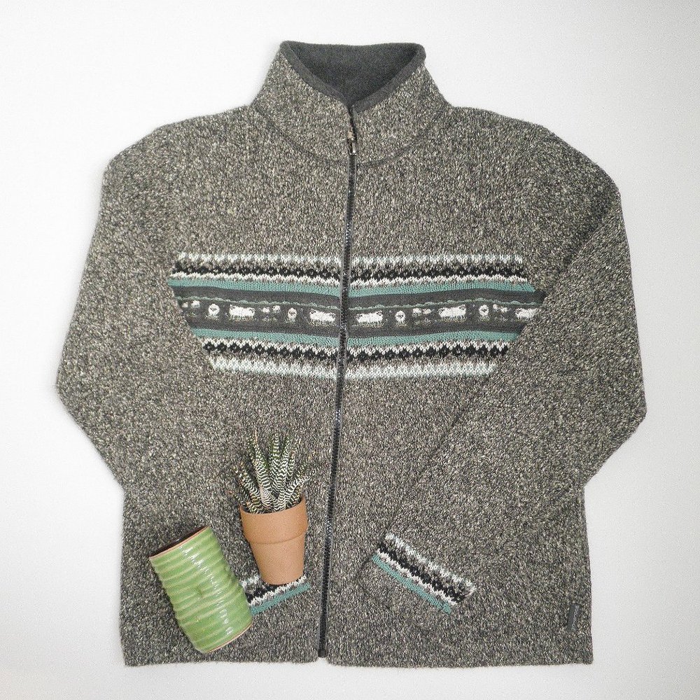 Woolrich Sheep Cottage Core Zip Cardigan Sweater - Picture 1 of 4